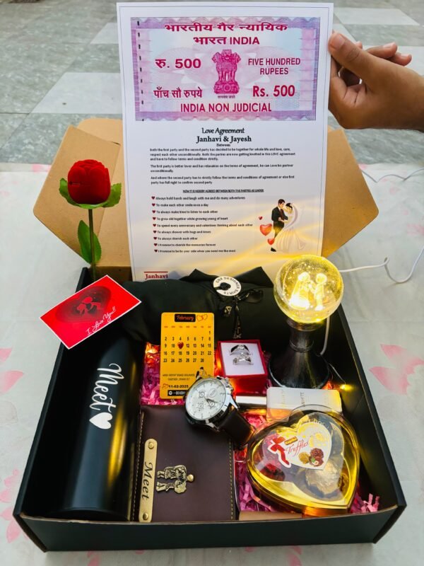 💝 Personalized Love Agreement Gift Box – Premium Couple Hamper
